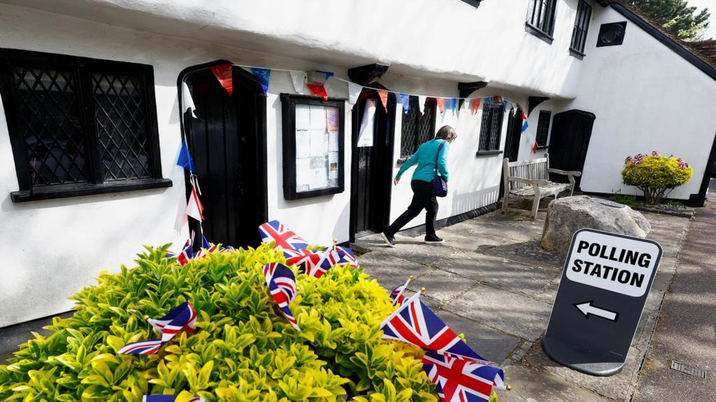 Outside the Barley Town House polling station in Royston