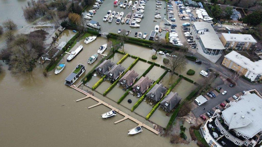 Flooded houses at Bates Wharf last week