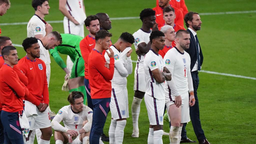 England players after penalty shootout