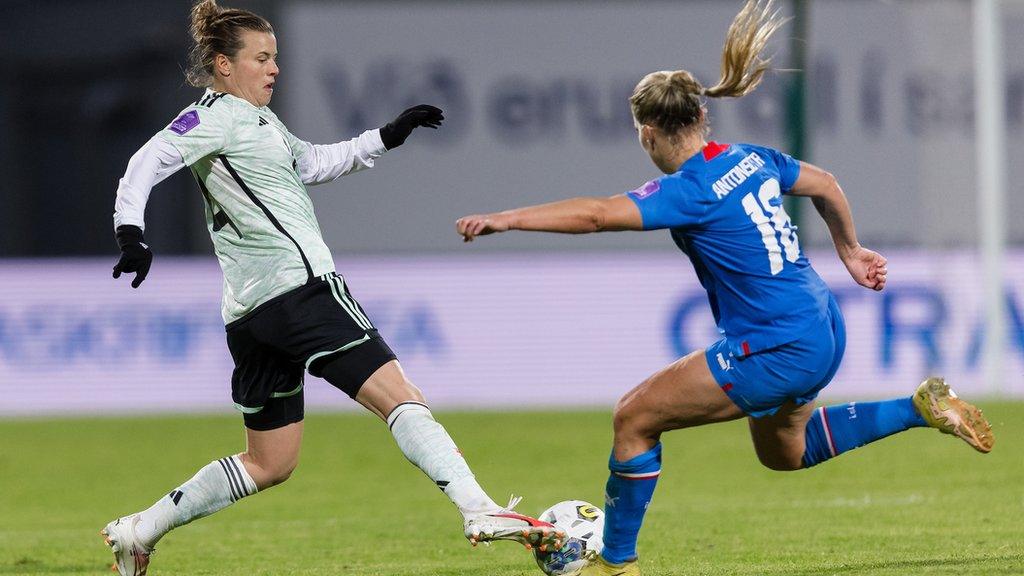 Wales' Hayley Ladd and Iceland's Gudrún Arnardóttir