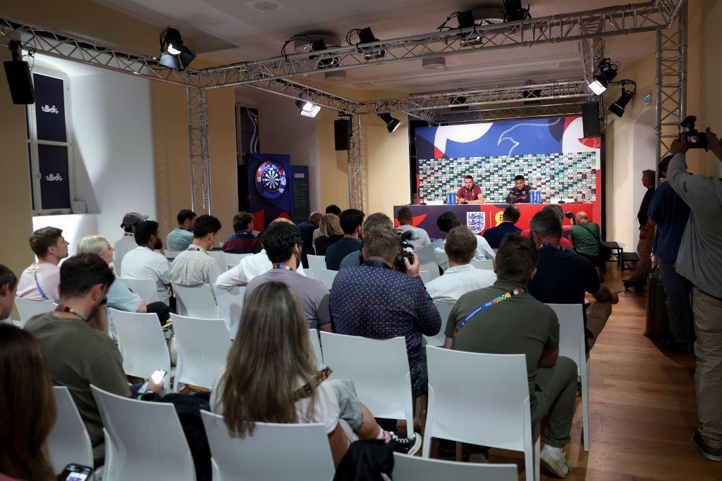 One of many news conferences where media get to interview England players