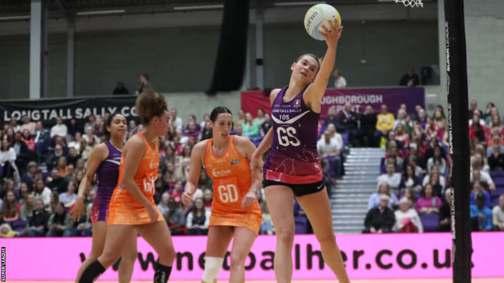 Emma Thacker catches the ball for Loughborough Lightning against Severn Stars