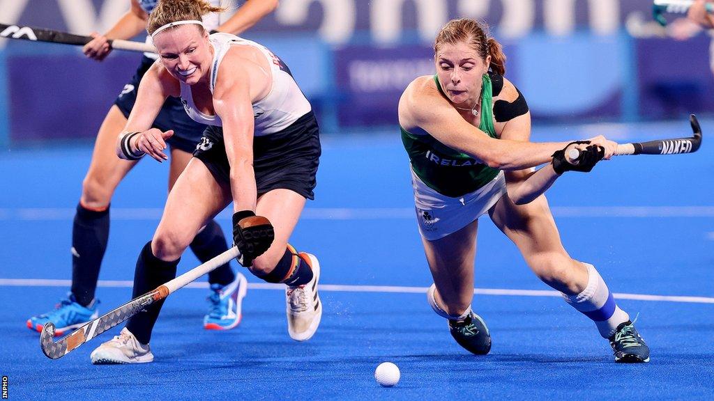 Katie Mullan in action for Ireland against Great Britain at the Tokyo Olympics in 2021