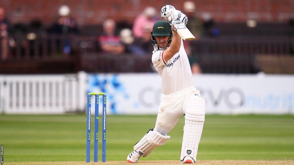 Leicestershire's Colin Ackermann unleashes a cover drive