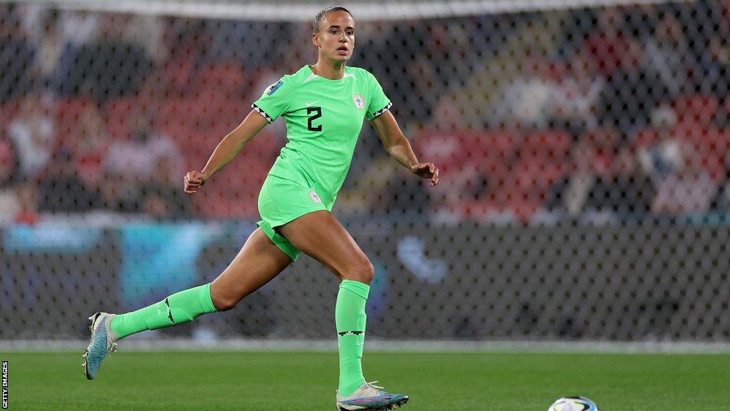 Ashleigh Plumptre playing for Nigeria