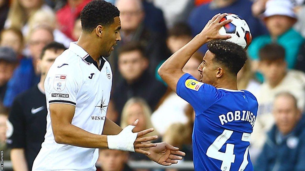 Cardiff forward Callum Robinson was sent off in the first of last season's south Wales derbies for throwing the ball at Swansea defender Ben Cabango