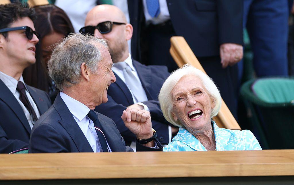 Mary Berry watches on from the Wimbledon Centre Court royal box