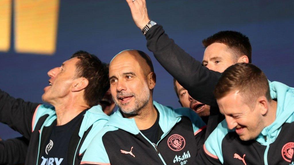 Manchester City manager Pep Guardiola on the club's title-winning trophy parade earlier this year