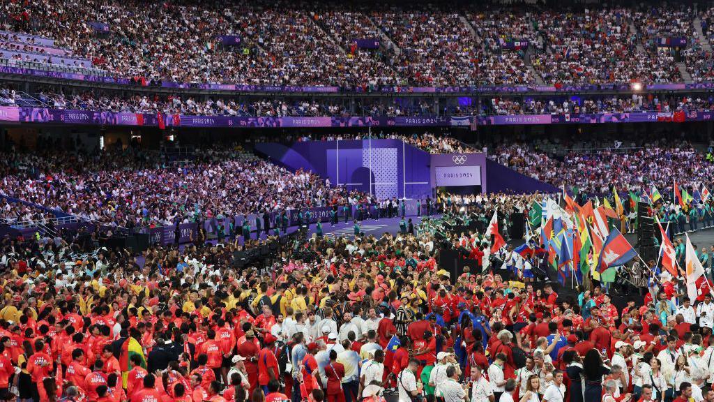 Athletes at the closing ceremony