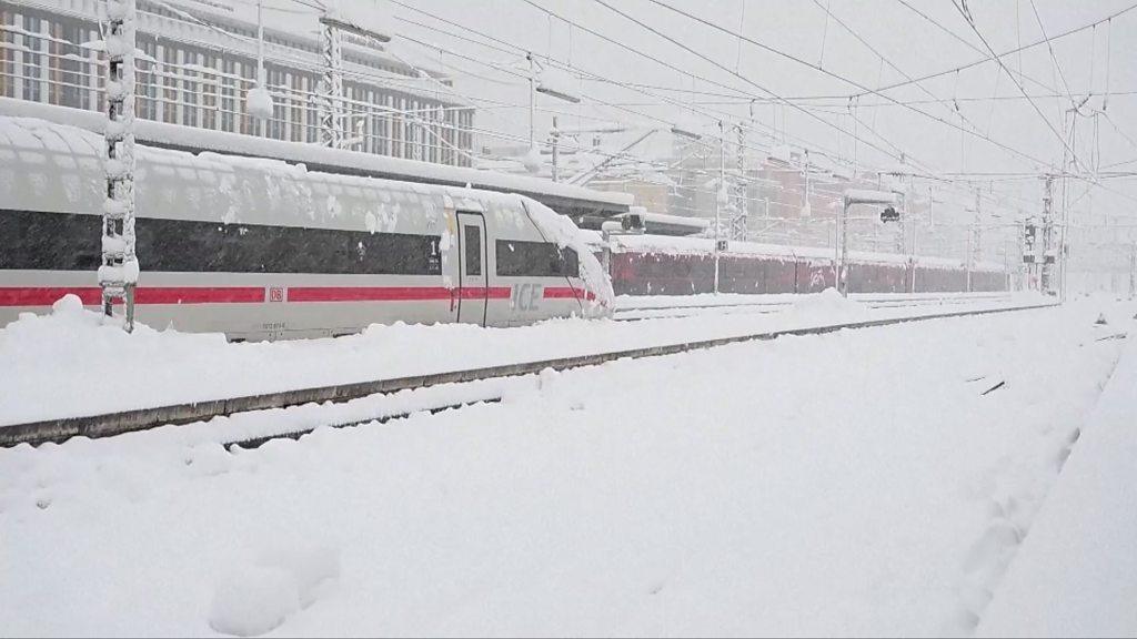 Trains stuck in snow