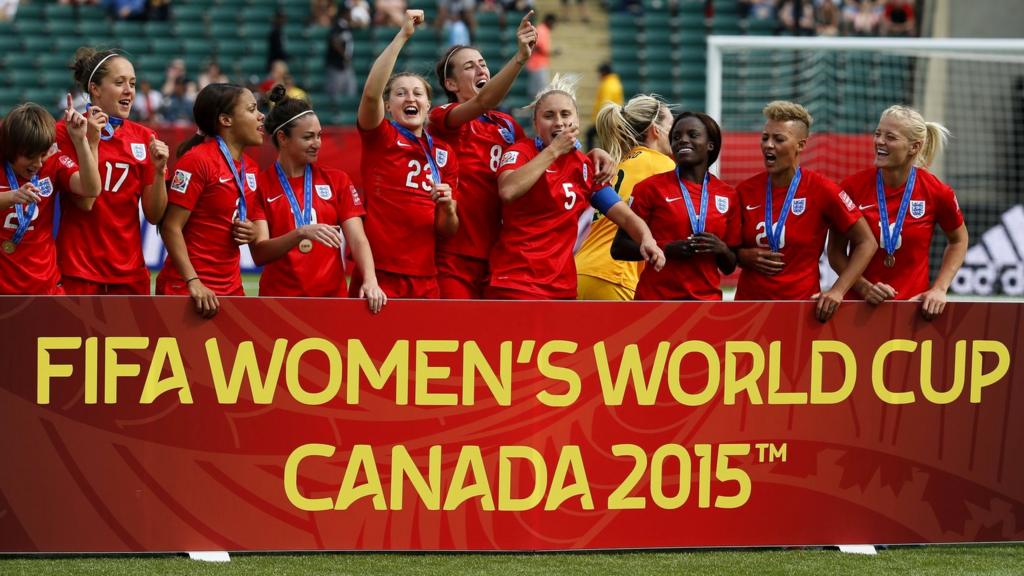 Women's world cup players celebrate