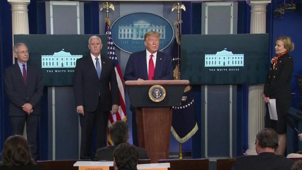 President Trump gives a briefing at the White House