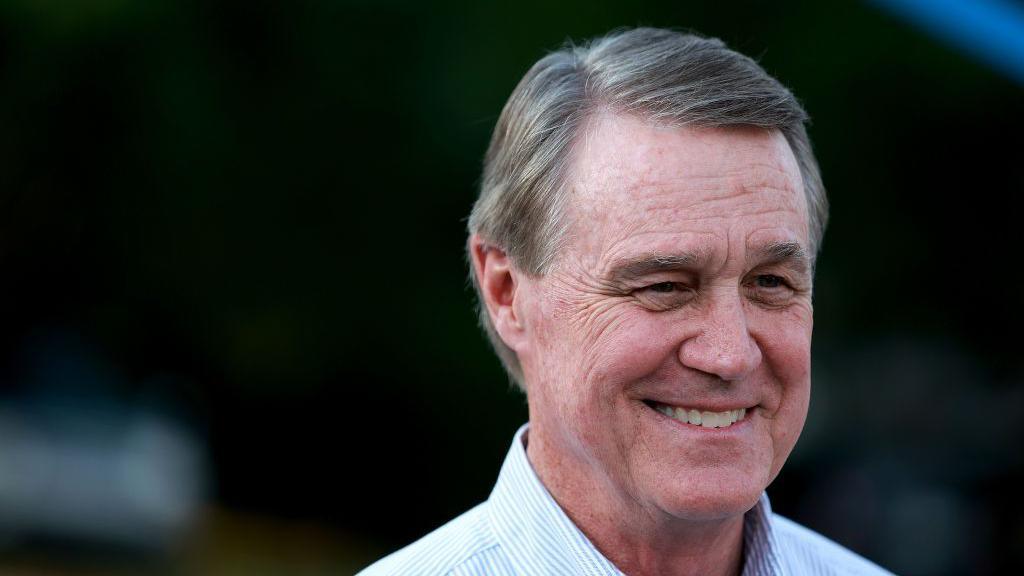 Headshot of David Perdue smiling. He has grey-brown hair with a side parting.