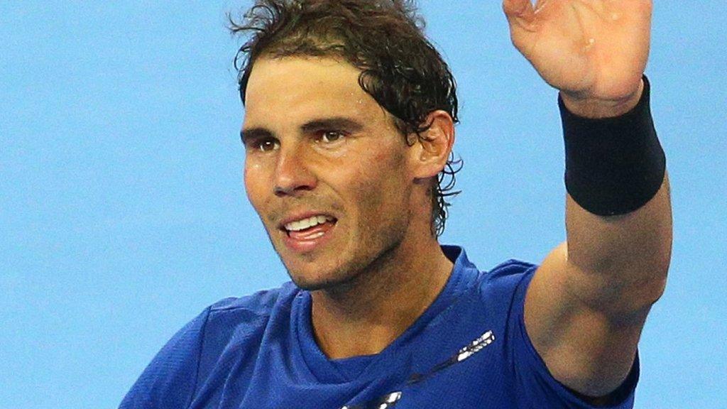 Rafael Nadal celebrates his China Open second-round win over Karen Khachanov