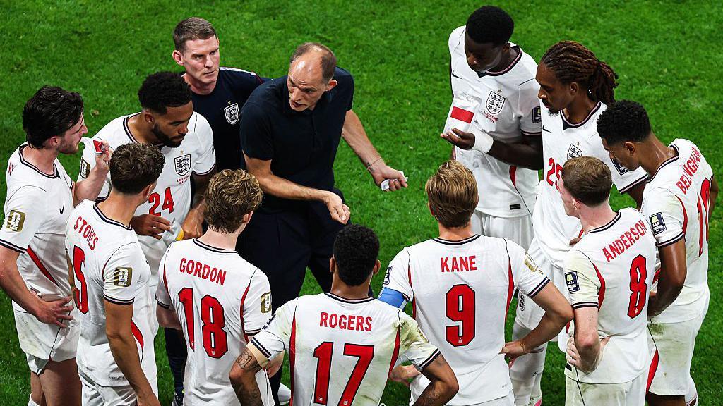 Manager Thomas Tuchel talks to players during semi-final game against Argentina