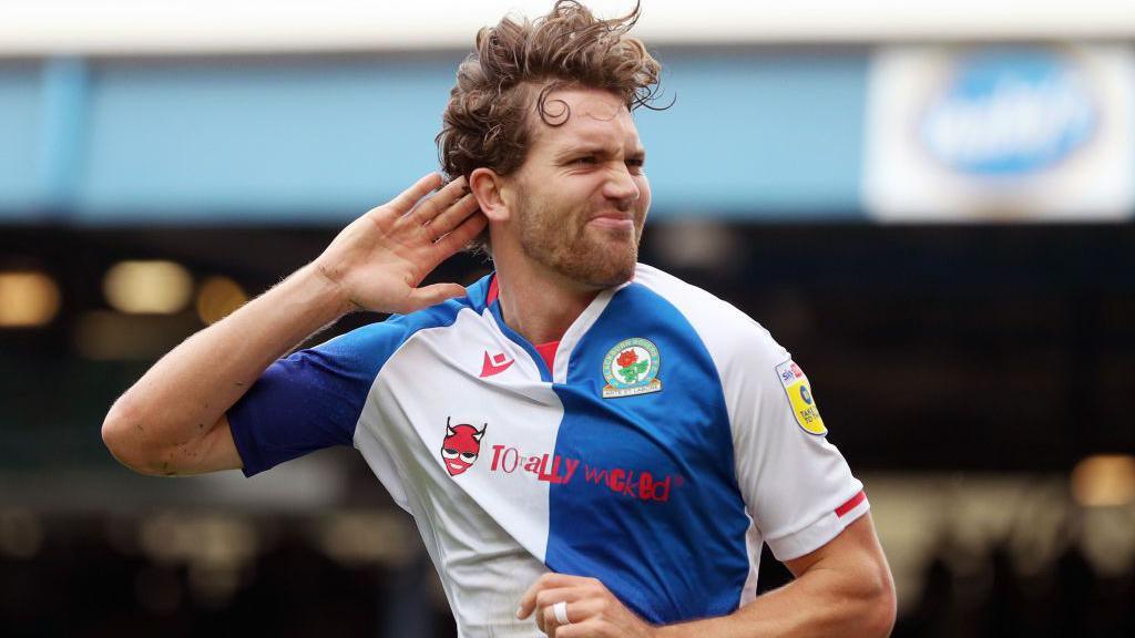 Sam Gallagher celebrates a Blackburn goal 