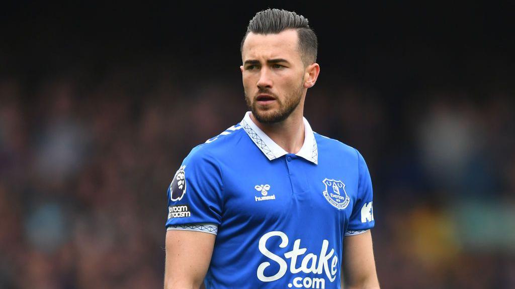 Jack Harrison in Everton kit last season