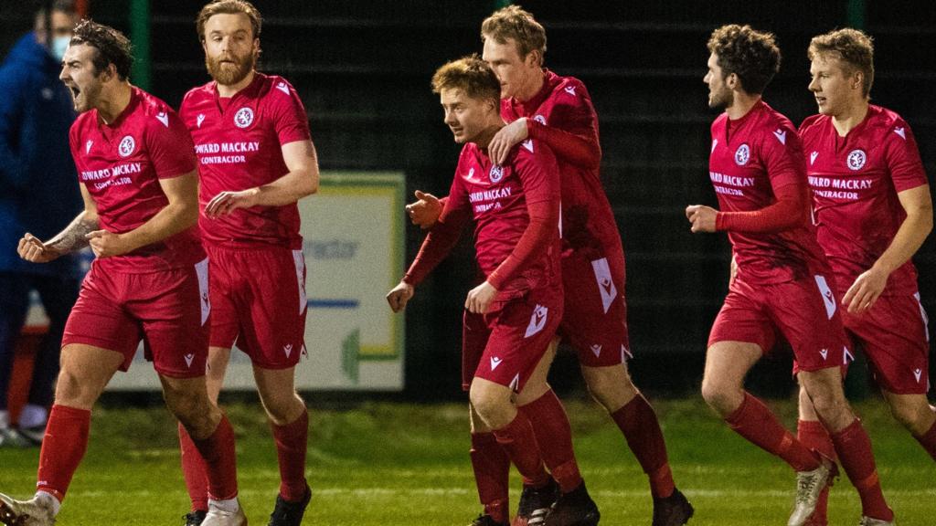 Brora Rangers celebrate against Hearts