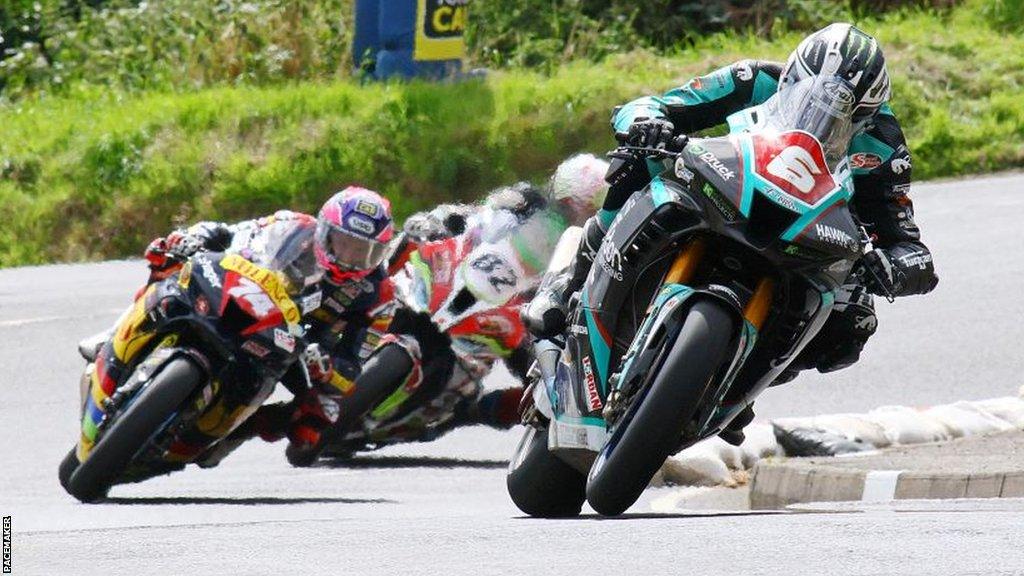 Michael Dunlop leads Davey Todd and Derek Sheils in the Open race at Armoy