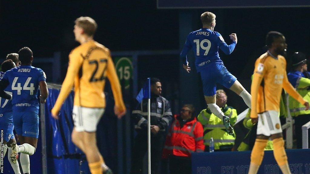 Jordan James celebrates the first of his two Birmingham City goals