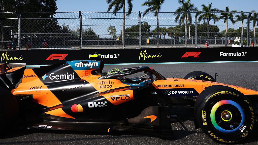 Lando Norris on track in Miami 