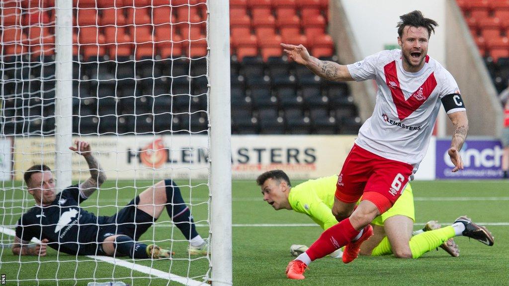 Airdrieonians' Callum Fordyce celebrates