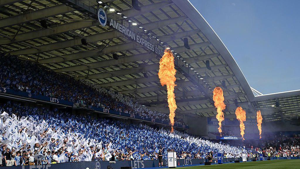 A general view of the Amex Stadium prior to kick-off against Manchester United