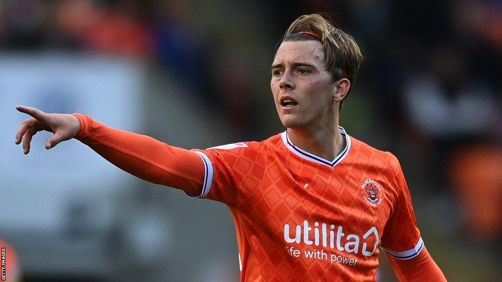 Callum Wright in action for Blackpool