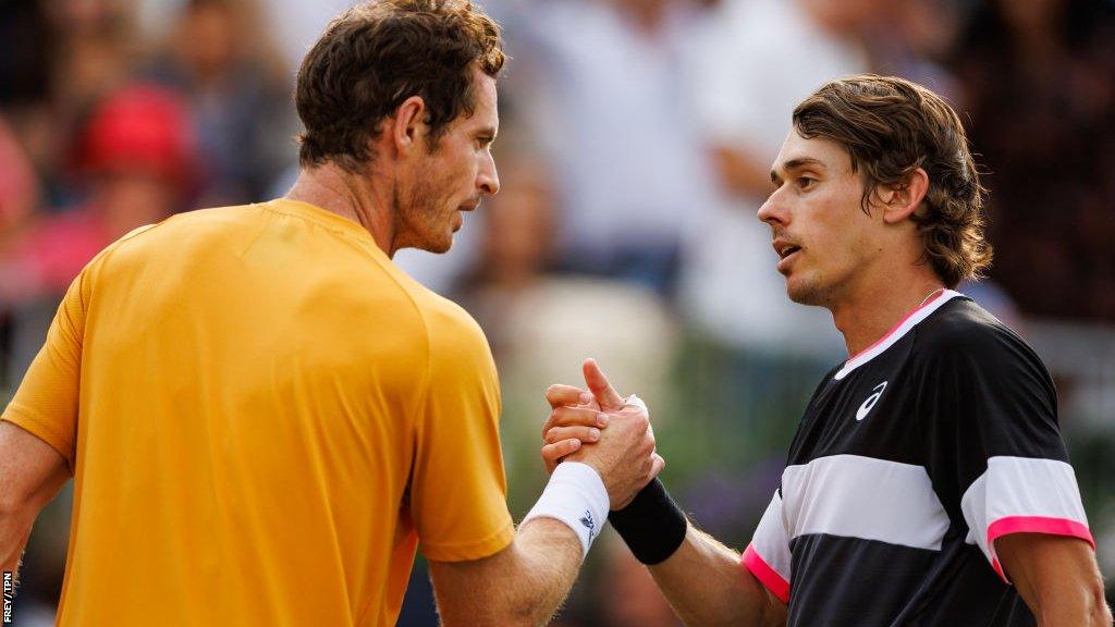 Australia's Alex de Minaur (right) beat Britain's Andy Murray in the first round at the Queen's Club in June