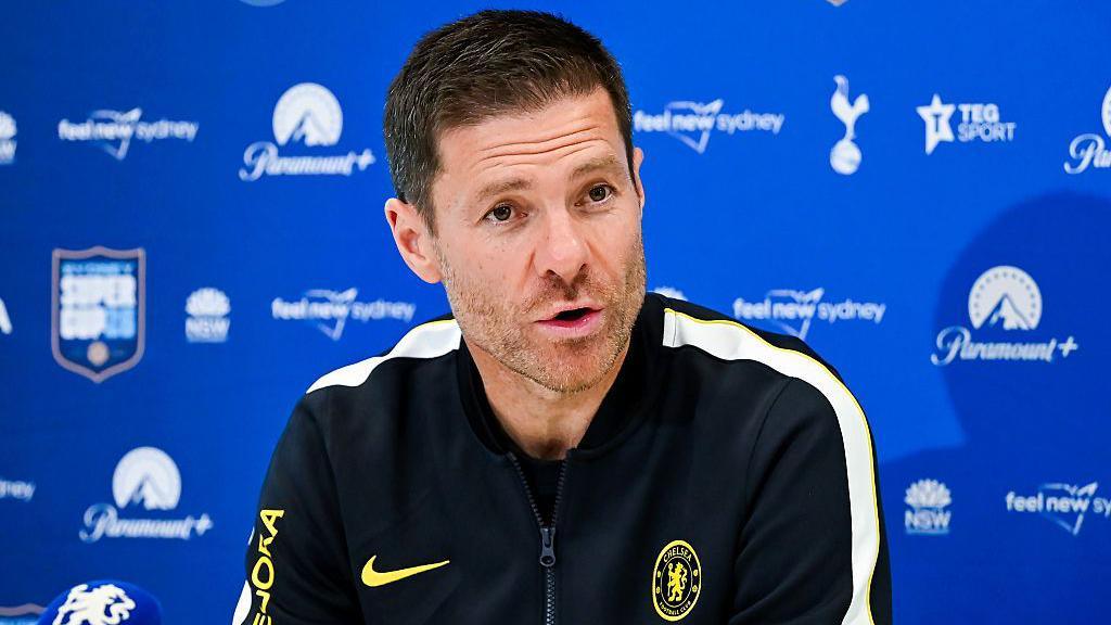 Xabi Alonso speaking at a news conference