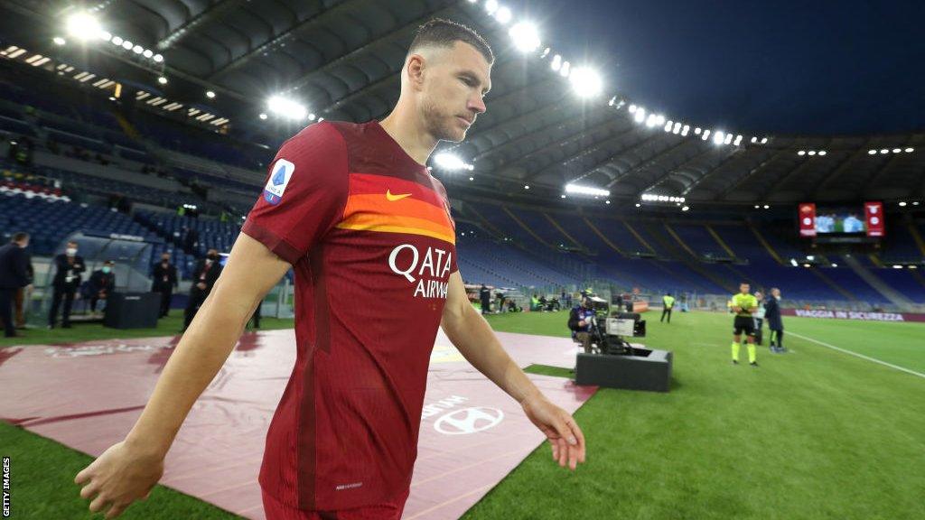 Edin Dzeko playing for Roma