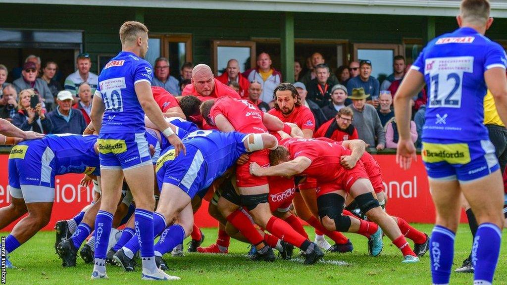 Jersey Reds players tackle Premiership giants Exeter Chiefs