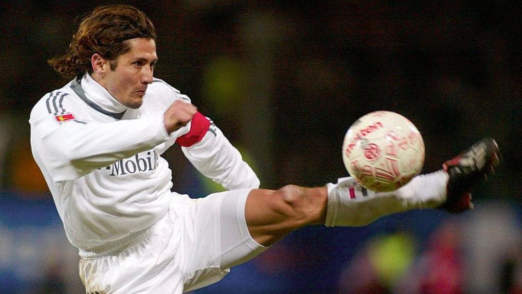 Bixente Lizarazu kicks a football