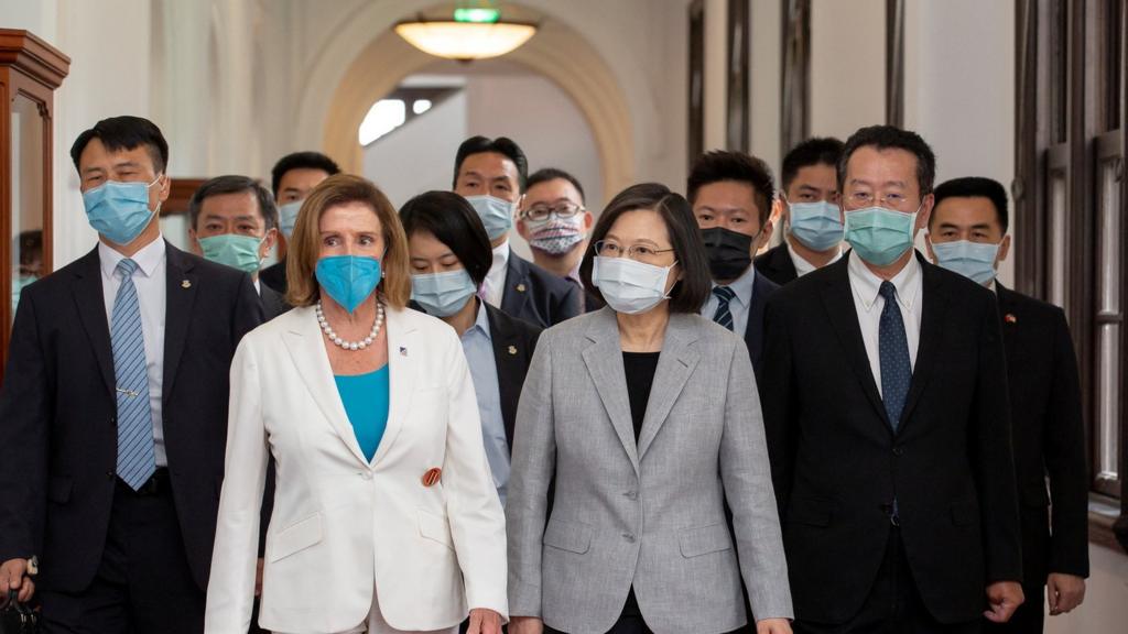 U.S. House of Representatives Speaker Nancy Pelosi attends a meeting with Taiwan President Tsai Ing-wen at the presidential office in Taipei, Taiwan August 3, 2022.