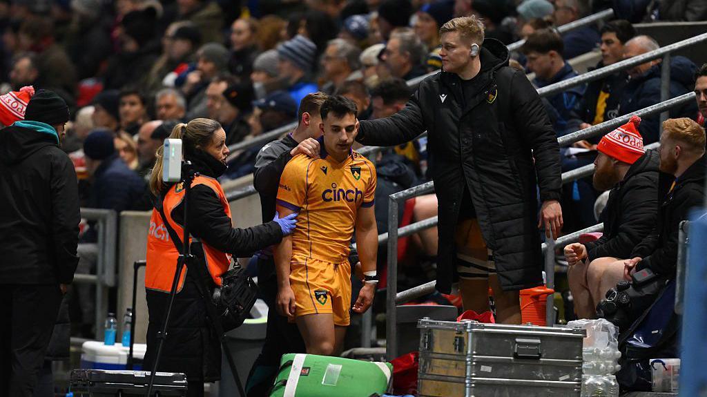 Edoardo Todaro of Northampton Saints is sent to the sin-bin during the Gallagher Prem match between Bristol Bears and Northampton Saints at Ashton Gate