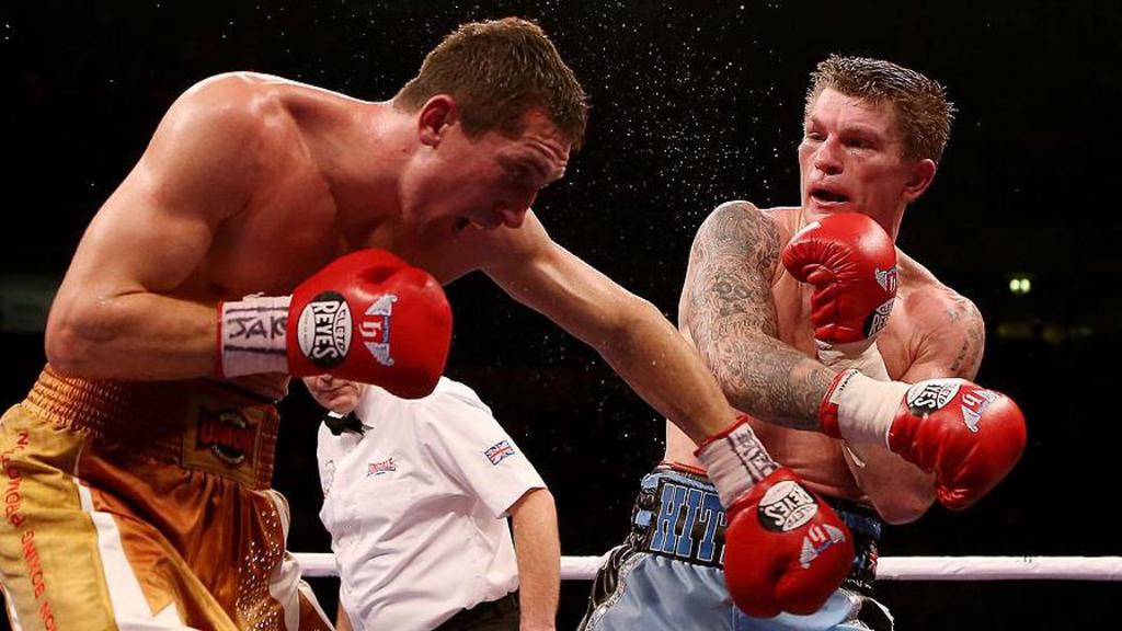 Ricky Hatton boxes Vyacheslav Senchenko in this november 2012 file photo