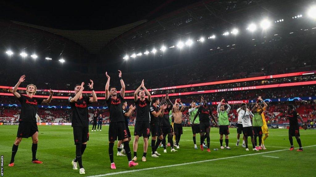 RB Salzburg players celebrate their win