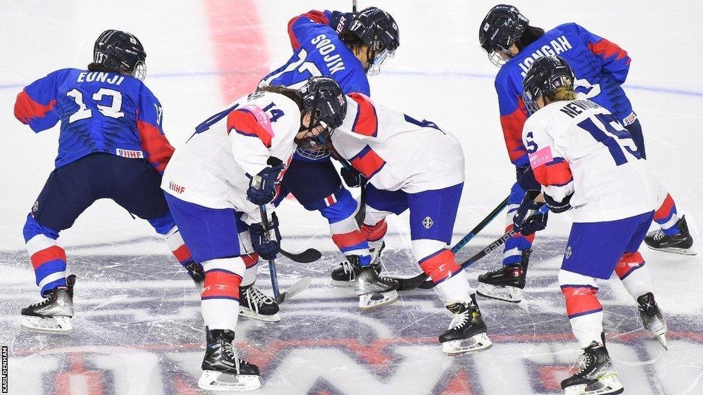 Great Britain play South Korea at the Women's World Ice Hockey Championships in Suwon