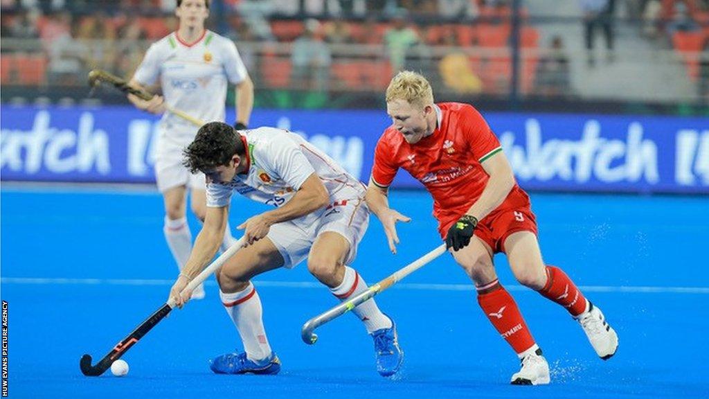 Rupert Shipperley in action during Wales' game against Spain