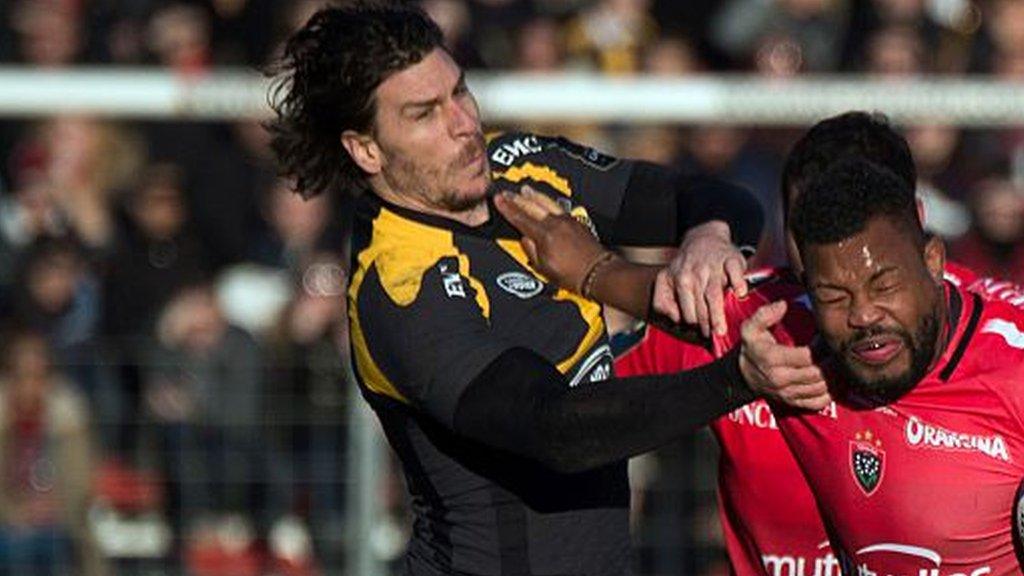 Wasps centre Ben Jacobs gets to grips with Toulon flanker Steffon Armitage during their Champions League defeat by the holders in January - in what proved to be his last appearance