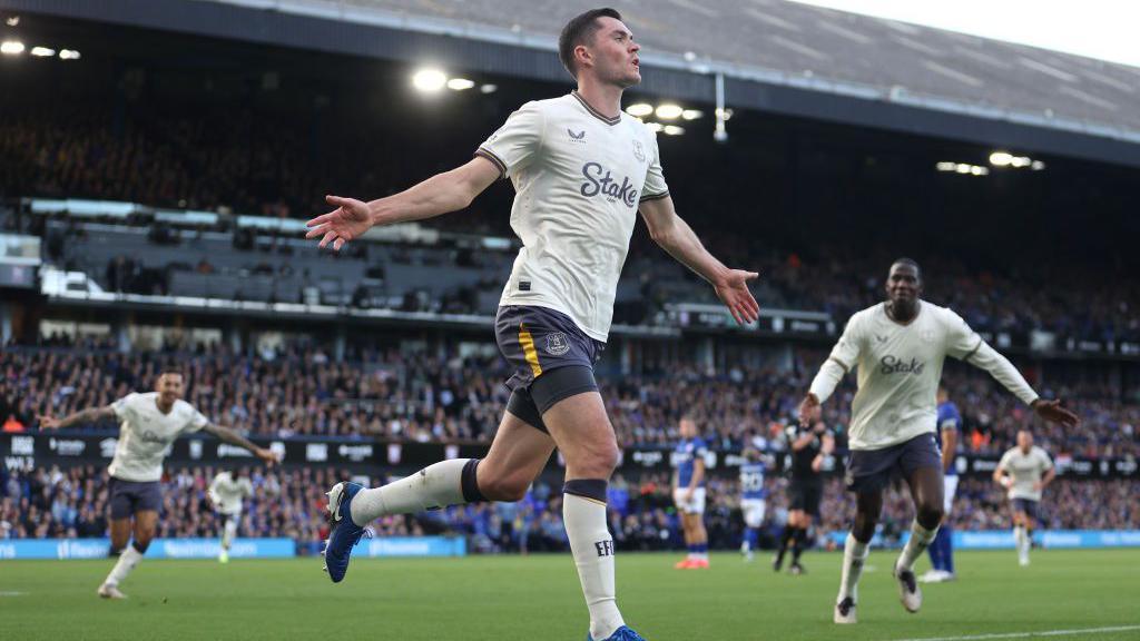 Michael Keane celebrating his goal