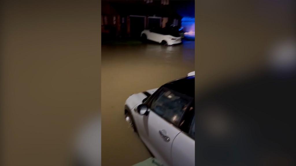 Flooding in a street in Yate