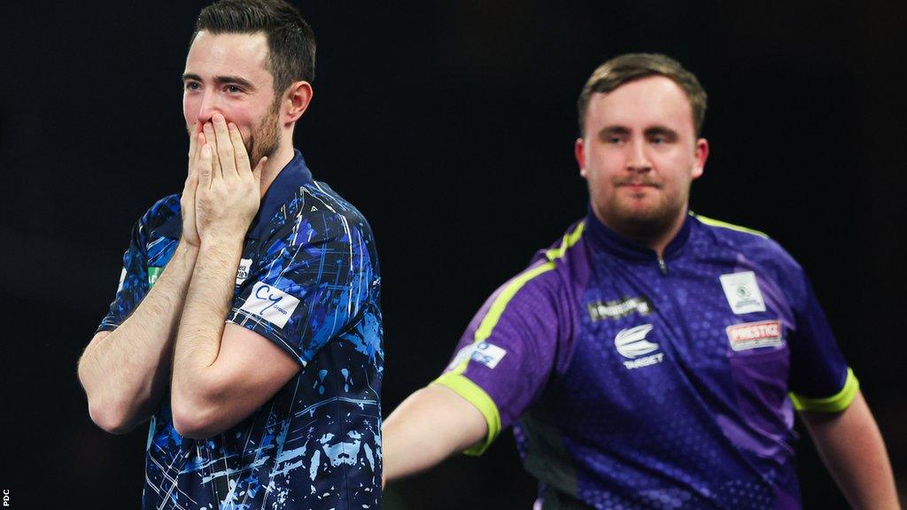 Luke Littler and Luke Humphries during the World Darts Championship final