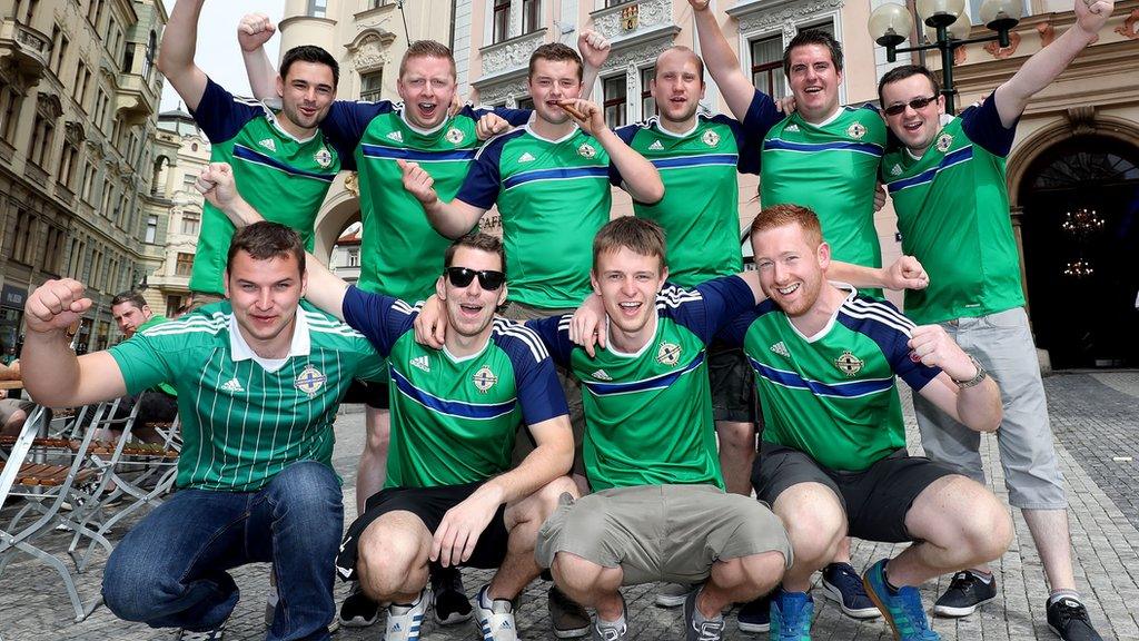 Northern Ireland fans savour the pre-match atmosphere in Prague