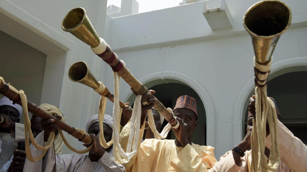 Traditional musicians at Sokoto palace, Nigeria