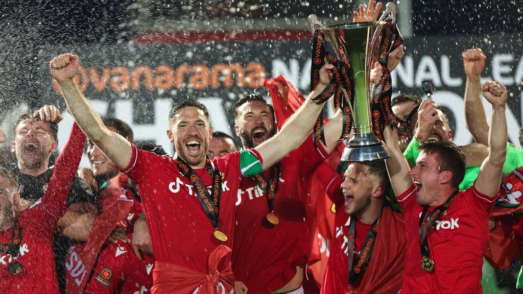 Wrexham celebrate winning the National League title