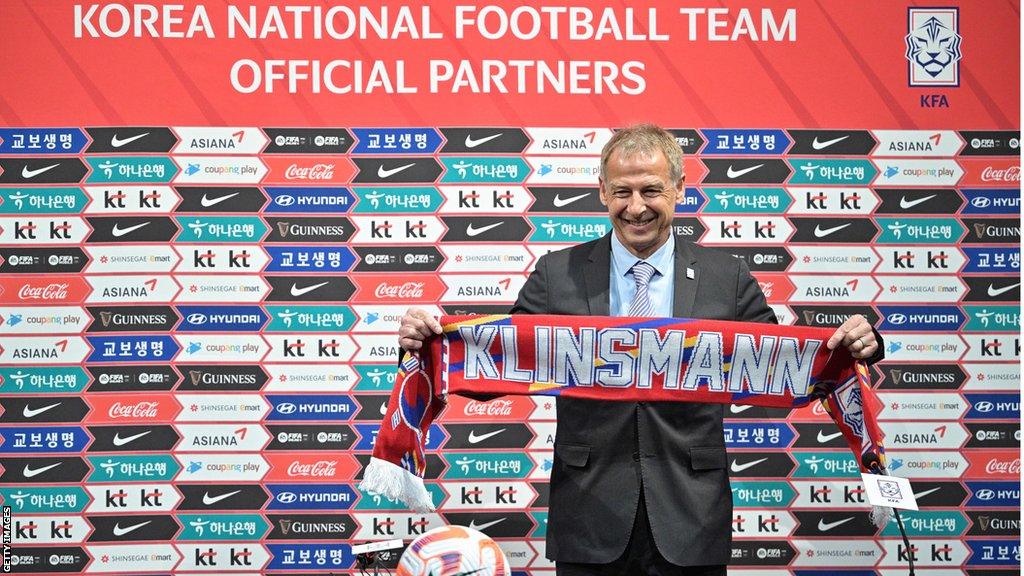 Jurgen Klinsmann at his unveiling as South Korea boss