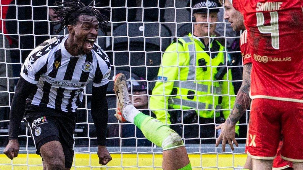 Toyosi Olusanya celebrates v Aberdeen