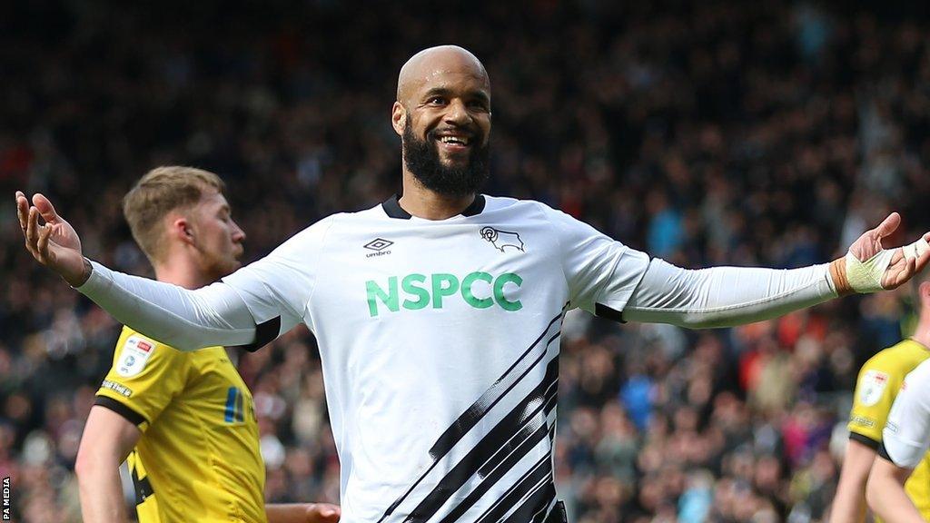 David McGoldrick celebrates after scoring for Derby