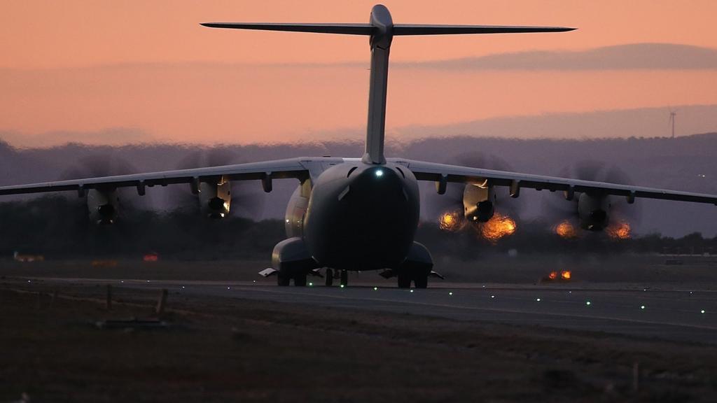 RAF Airbus A400M arrives at Akrotiri base in Cyprus, to support air strikes in Syria